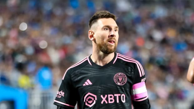 Lionel Messi pictured playing for Inter Miami against Charlotte FC in October 2023